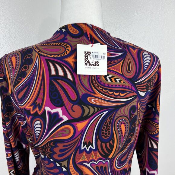 Anne Klein Dress Women 14 Pink African Violet Combo Surplice V-Neck 3/4 Sleeve - Picture 12 of 14